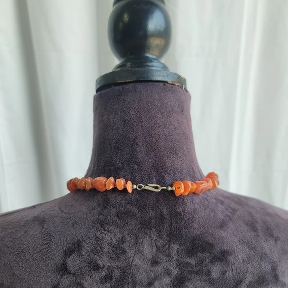 Vintage Women's Gorgeous Orange Stone Gold Layered Bead Necklace 25" - Picture 6 of 10